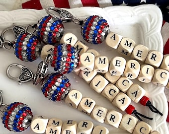 Patriotic Scissor Fob America