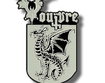 Vouivre-lapp med applikation, broderad stryk-på 89ee15