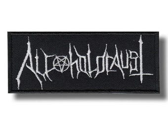 Broderad lapp med Alcoholocaust-motiv, stryk-på-applikation 20b7c2