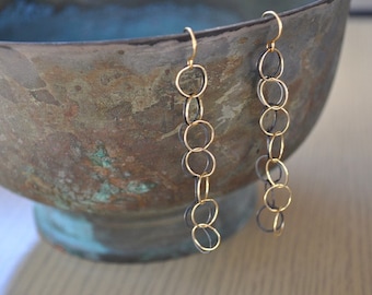 Mixed Metal Earrings Long Dangle Earrings