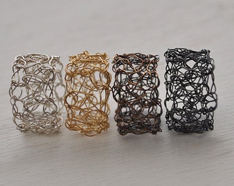 Crocheted Gold Ring Plain Crochet Band