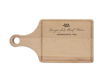 Tabla de cortar de madera minimalista grabada / Receta para la mejor mamá