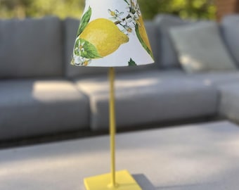 Paralume “LampDress - Mini paralume per lampade da tavolo senza fili “Lemon” | Tessuto di cotone