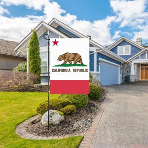 California Republic Garden Flag, Double Sided Outdoor Bear Flag, Heavy Duty House and Yard Decoration