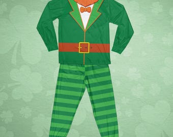 Kabouter Patrick's Day-pyjamaset, grappige familie bijpassende St. Patrick-pyjama, Lucky Elf Shamrock-cadeau, Ierse vakantieviering