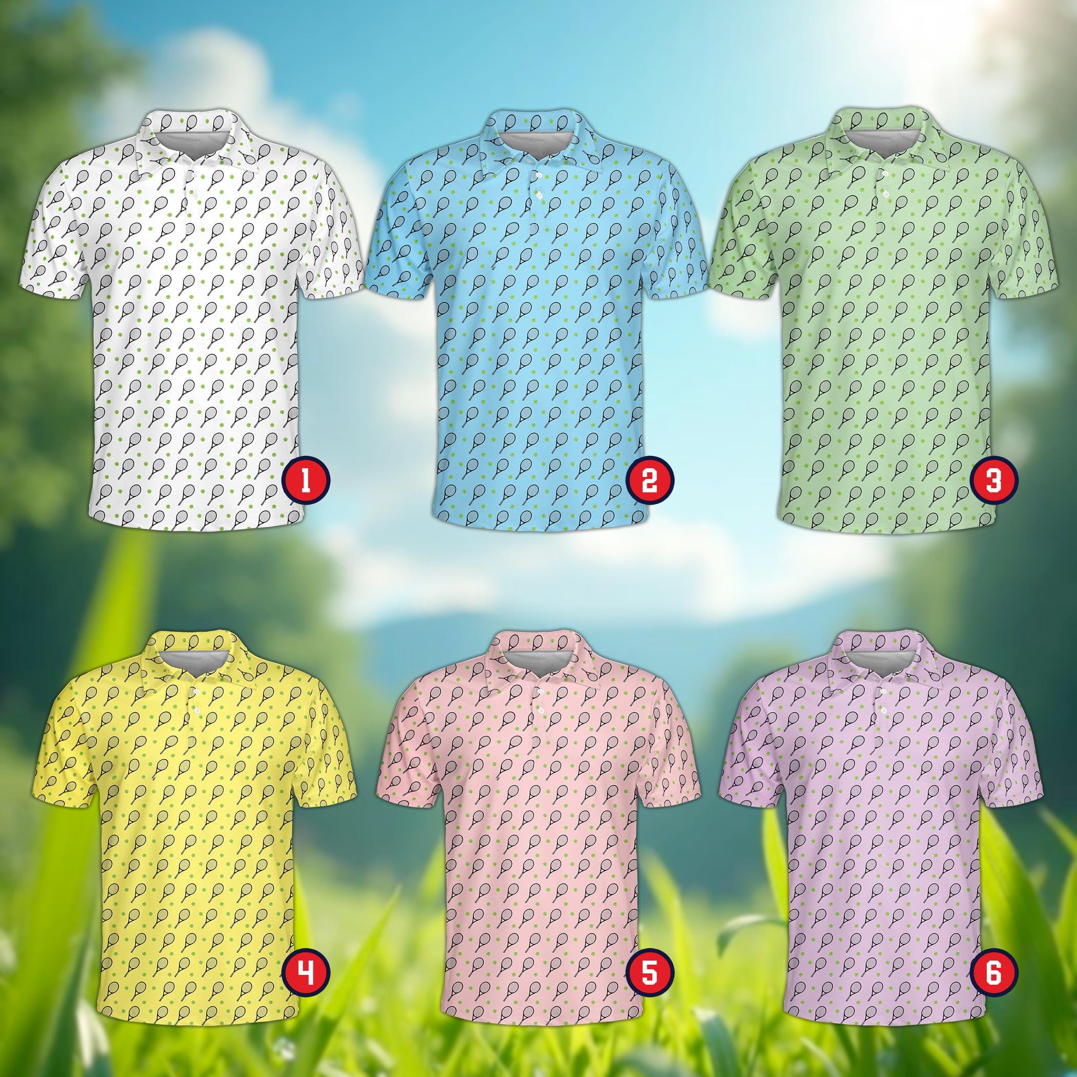 Tennis Polo Shirt for Men Women, Tennis Racket Pattern Polo, Tennis Player Coach Gift, Country Club Tennis Shirt, Tennis Lover Gift
