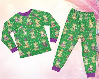Alligator Louisiana Carnival-pyjamaset, schattige Gator Mardi Gras-pyjama, Fat Tuesday-cadeau, New Orleans Festival-viering kinderen