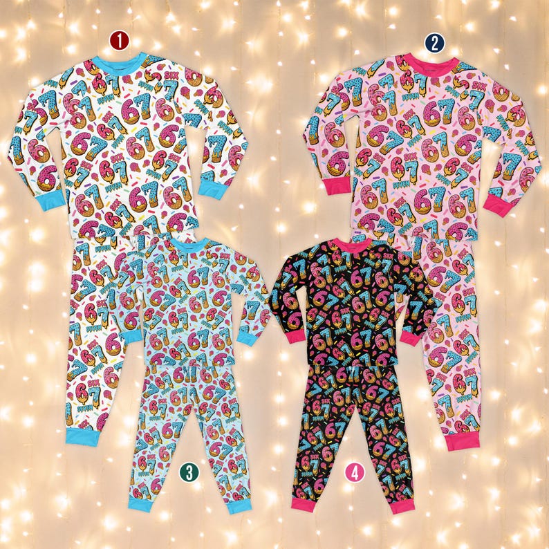 Dripping 67 Pajamas Set, Six Seven Meme Pajamas, Trending Ice Cream ...