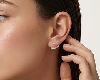 Pendientes trepadores de diamantes, forma de pera, lágrima, plata de ley, ideales para bodas, aniversarios, Navidad, cumpleaños y el Día de la Madre. Regalo personalizado para mamá.