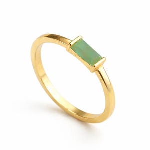Jade Baguette Ring Sterling Silver Dainty Personalized Stackable Engagement Anniversary Bridesmaid Wedding Mothers Day Gift Sister Mom