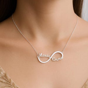 Couple Name Infinity Necklace, Two Name Necklace, Double Name Pendant, Romantic Infinity Necklace, Name Customized necklace, Name Jewelry