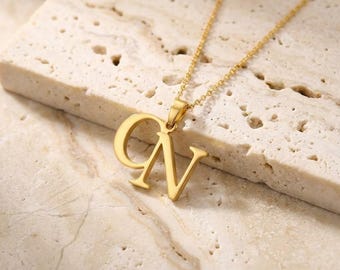 Collar de dos letras, collar con inicial personalizada, collar con inicial personalizada, collar de boda con letra, collar con inicial de pareja para madre