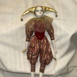 Collectible Vintage Jester/ Harlequin Porcelain Doll