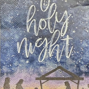 Nativity Scene Decoupage Napkins, 3 Individual Banquet/Guest Towel Size Paper Napkins, Birth of Christ, O Holy Night Paper Napkins