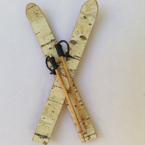 Ski Ornament, Birch Bark, Wood image 1