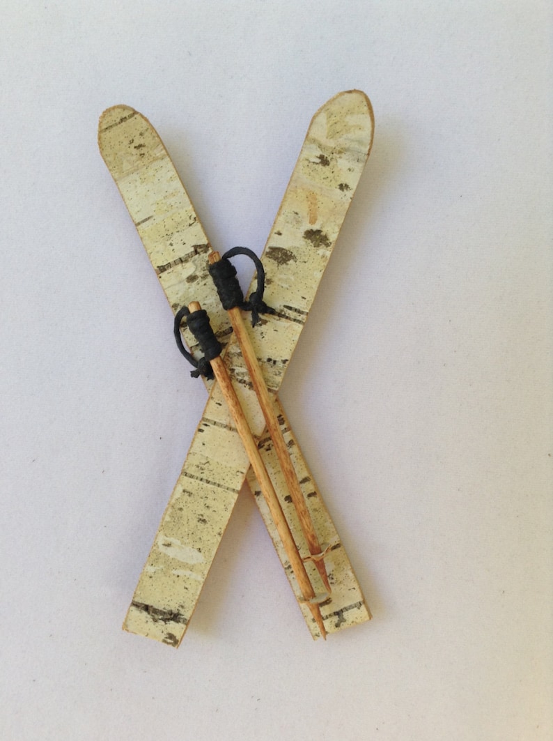 Ski Ornament, Birch Bark, Wood image 1