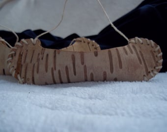 Tan Birch Bark Canoe Ornament  (STK124)