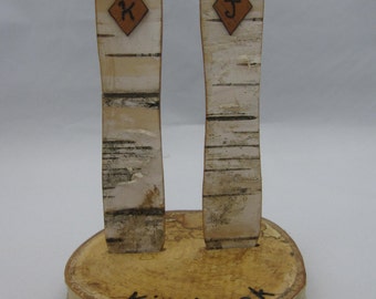 Snowboard Wedding Cake Topper, Birch Bark