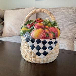 tarro de galletas de cesta de frutas susan winget vintage.