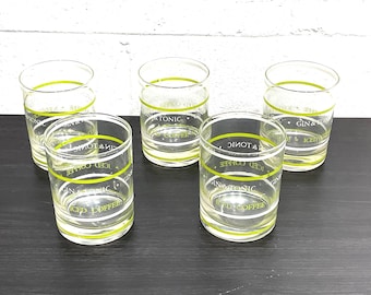 5 vintage longdrinkglazen uit de jaren 80.