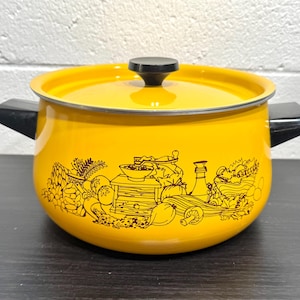 Olla de cocina/caldo esmaltada Montgomery Wards, estilo vintage de los años 70.