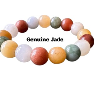 Natural Jade Quartz Beaded Bracelet 8mm 13mm Healing Stone Jewelry Handmade Gemstone Bracelet Green Jade Multi Color Quartz Beads