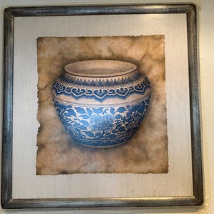 Thai Porcelain Oil Painting: Vintage Jar Still Life on Canvas Painting