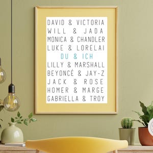 Wedding gift | Couple gift poster | Downloadable posters for couples | Valentine&#39;s Day | 2000s couples | You & Me art print