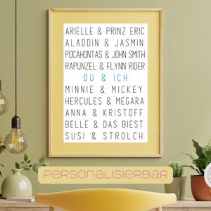 Personalized wedding gift | Couple poster gift | Downloadable posters for couples | Valentine&#39;s Day | Disney couples