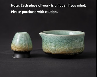 Crystalline Glaze Matcha Bowl Set– Japanese Style Chawan Bowl With