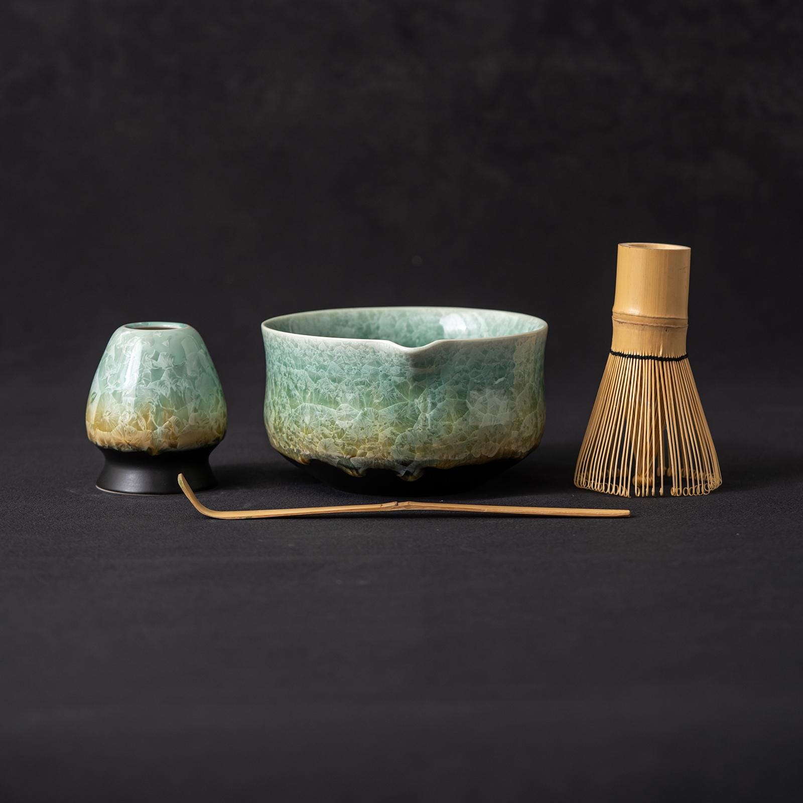 茶碗　茶盌　茶道具　matchabowl Crystalline Glaze Matcha Bowl Set– Japanese Style Chawan Bowl With