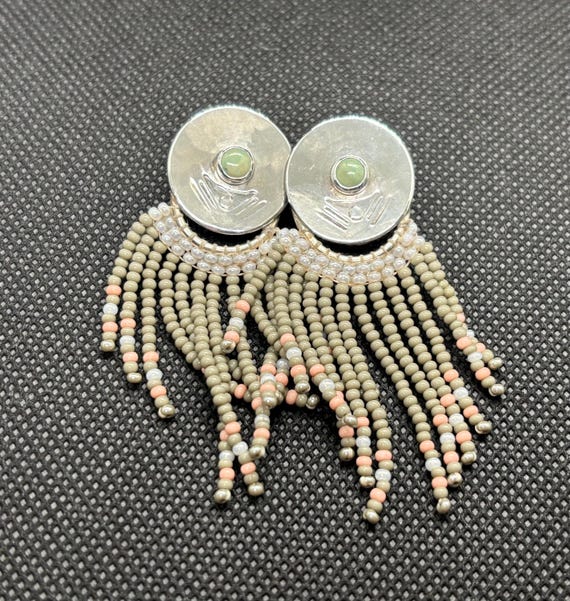 Preloved ‘Alissa Taylor Designs’ Hand Beaded Silver Turquoise Earrings
