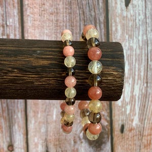 GOOD MOOD crystal bracelet – citrine, sunstone & smoky quartz – anti-anxiety, joy and uplifting energy healing bracelet 6mm and 8mm beads