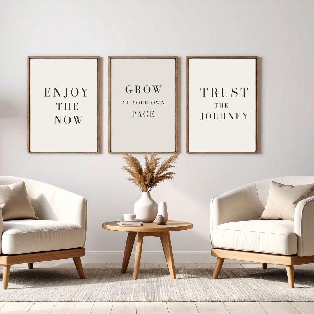 Motivational Wall Art Set of 3 Printable, Neutral Quote Prints ...