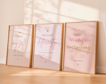 Feminine Energy Collection | Pink Printable Wall Art Set | Self Love Quotes | Perfect gift | Office, Bedroom Decor | Woman Digital Download