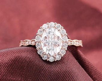 2.92 Carat Oval Lab Grown Diamond Ring: Hidden Halo, 14K White Gold