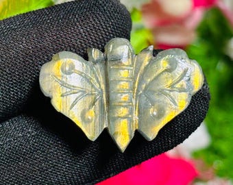 labradorite gemstone carving natural labradorite hand-carved butterfly Polish Stone