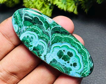 AAA Chrysocolla Malachite Cabochon: Natural Gemstone, Handmade (60X24x6mm, .98Cts.)