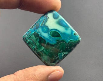 Natural Chrysocolla Malachite Cabochon: Loose Gemstone (71ct, 28x29x6mm)