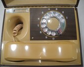 Vintage Deco-Tel Rotary Mustard Yellow Telephone in Box Free Shipping