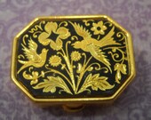 Vintage Bird Dove Pill Box Gold Container Trinket Ring Jewelry Medicine Purse Small Hinged