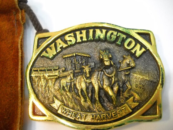 Vintage Washington Wheat Harvest Rainier Bank Belt Buckle With Etsy