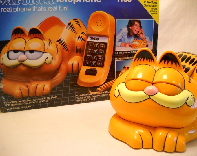 Vintage Garfield Telephone in Original Box 1980's Etsy