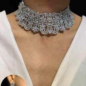 Emerald Green CZ Diamond Choker Set: Indian Bridal Jewelry