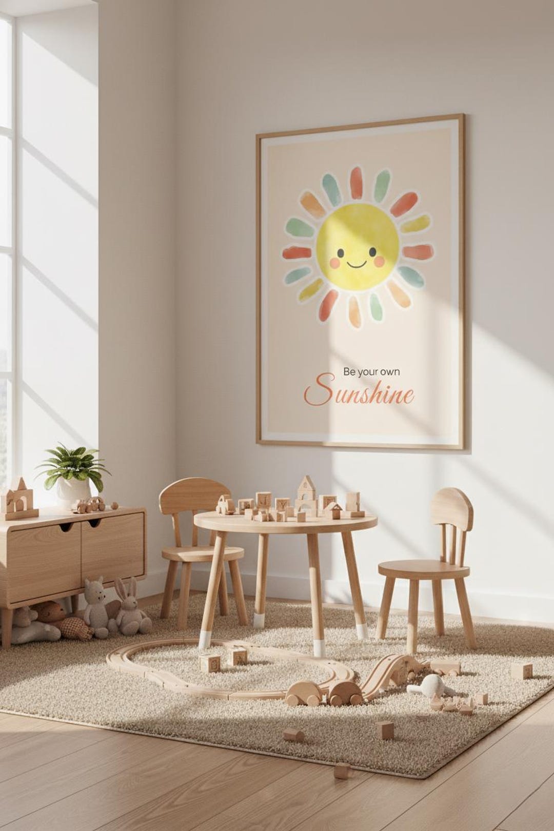Sunshine Nursery Wall Art Set of 4 – Boho Pastel Prints, Sunshine ...