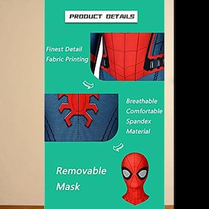 Spiderman Cosplay-dräkt | Superhjältedräkt för barn | Tobey Maguire Zentai Jumpsuit för fest bild 5