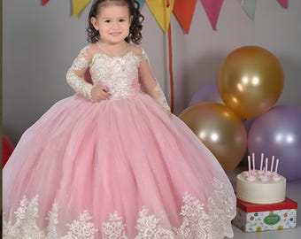 Pink and Gold Baby Girl 1st Birthday Gown, Toddler Birthday Dress, Girls  Pageant Dress, Girls Princess Dress, Flower Girl Gown, Gliz Dress - Etsy