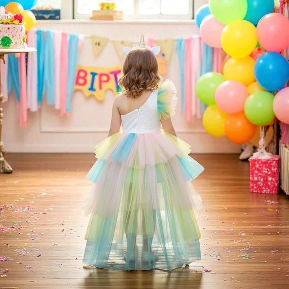 unicorn sequin dress Sequin Unicorn Dress for Girls, 1-10Y with Headband Birthday Dance Party  Dresses,