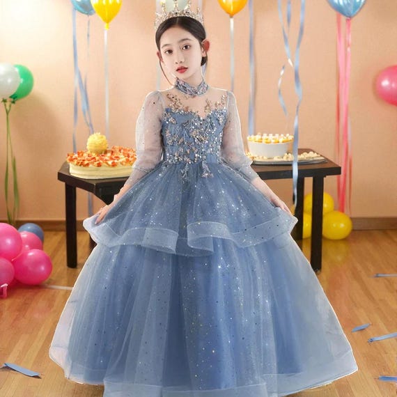 strapless open back dress Posh Peanut Girl's Disney Frozen Elsa Twirl Dress in Blue, 10Y-12Y, Viscose from Bamboo main image 0