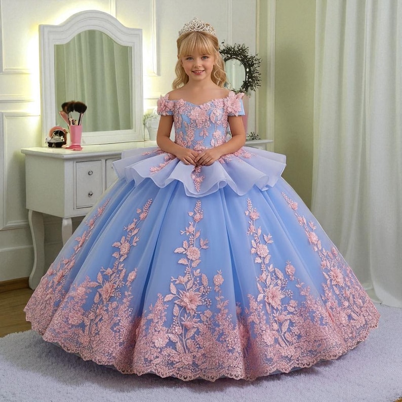 Customizable Off-shoulder Lace Princess Gown - Formal Girls Dress - Etsy